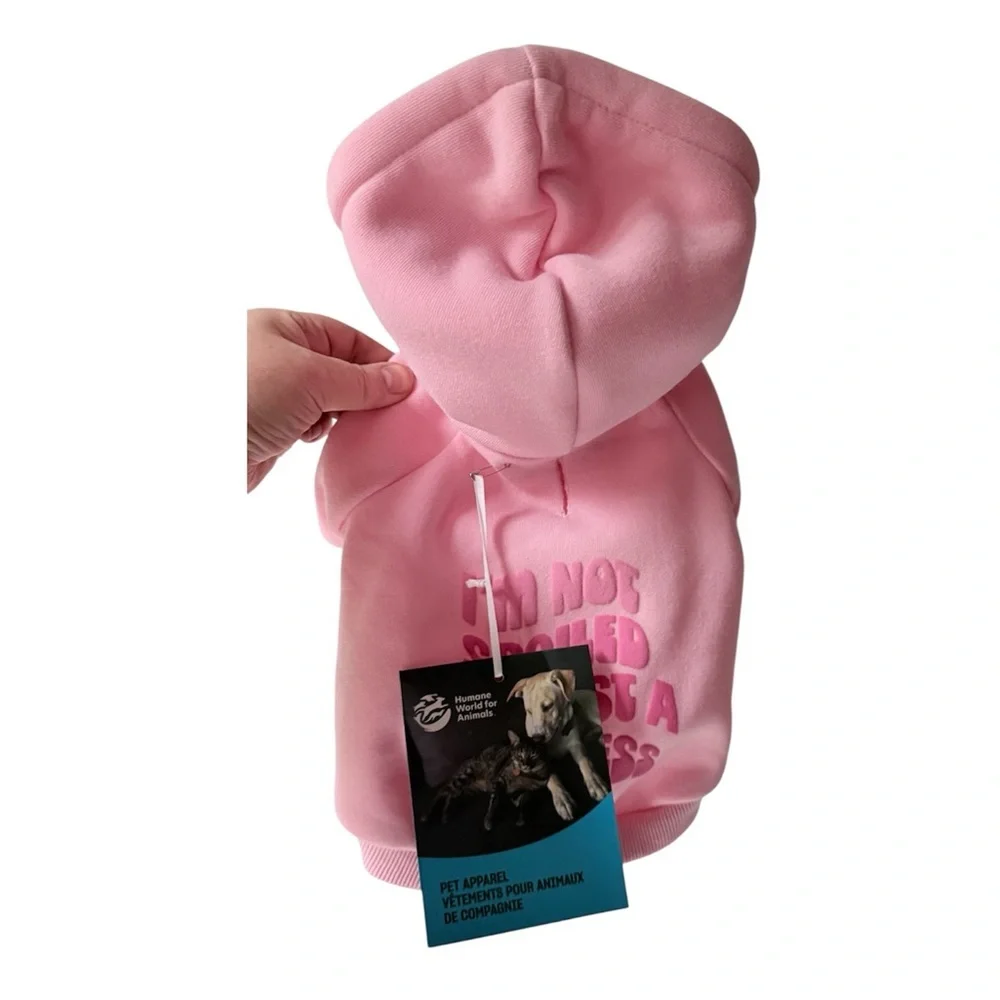 pink hooded pet sweatshirt text 